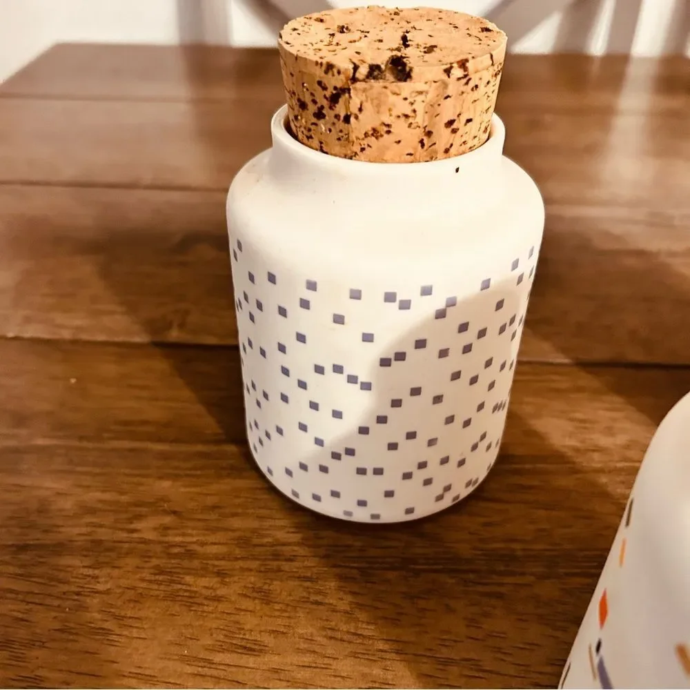 THE GRANITE Set 3  small container  jar  with topped cork PORCELAIN  MADE IN USA